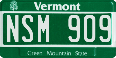 VT license plate NSM909