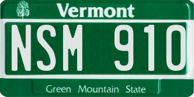 VT license plate NSM910