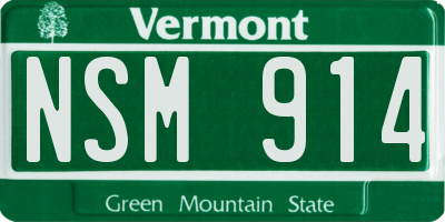 VT license plate NSM914