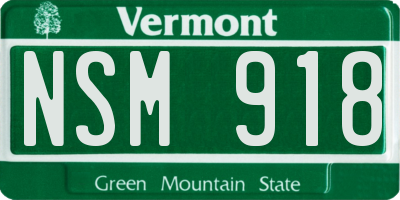VT license plate NSM918