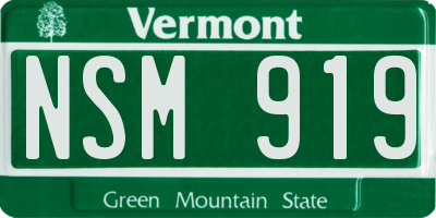 VT license plate NSM919