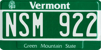 VT license plate NSM922