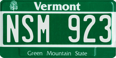 VT license plate NSM923