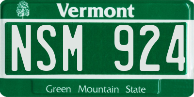 VT license plate NSM924