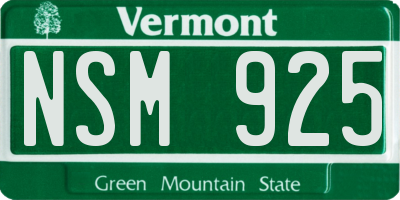 VT license plate NSM925