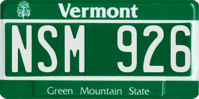 VT license plate NSM926