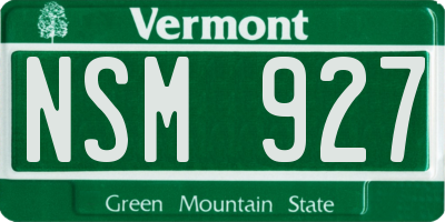 VT license plate NSM927