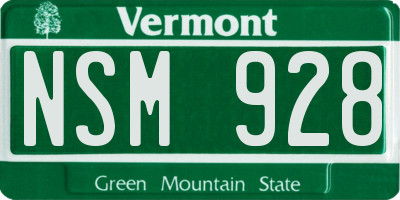 VT license plate NSM928