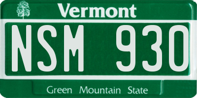 VT license plate NSM930