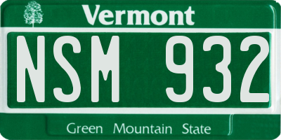 VT license plate NSM932