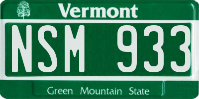 VT license plate NSM933
