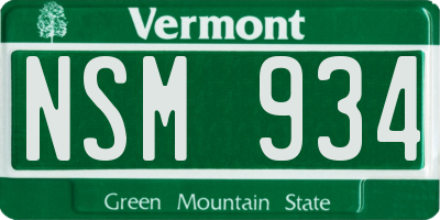 VT license plate NSM934