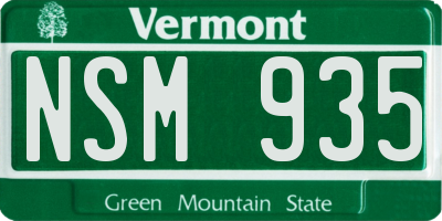 VT license plate NSM935