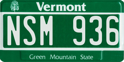 VT license plate NSM936