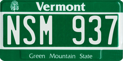 VT license plate NSM937