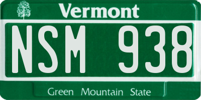 VT license plate NSM938