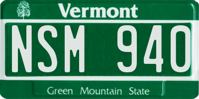 VT license plate NSM940