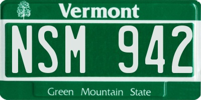 VT license plate NSM942