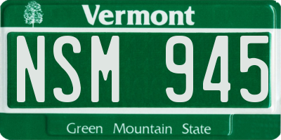VT license plate NSM945