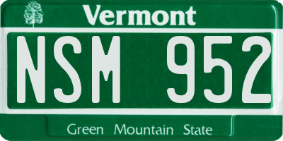 VT license plate NSM952