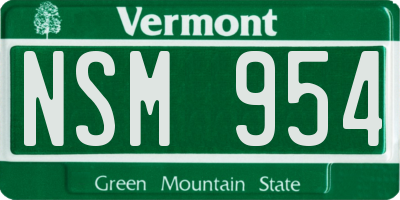 VT license plate NSM954