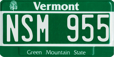 VT license plate NSM955