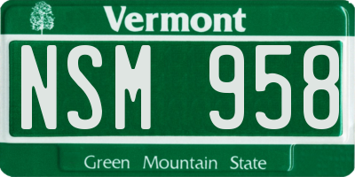 VT license plate NSM958