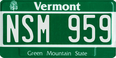 VT license plate NSM959