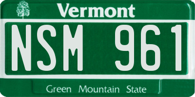 VT license plate NSM961