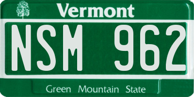 VT license plate NSM962