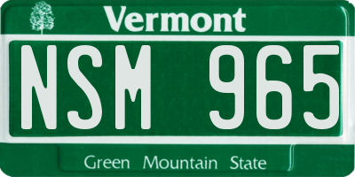 VT license plate NSM965
