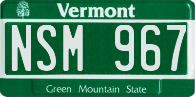 VT license plate NSM967