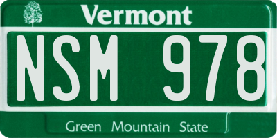 VT license plate NSM978