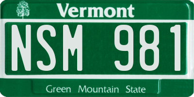 VT license plate NSM981