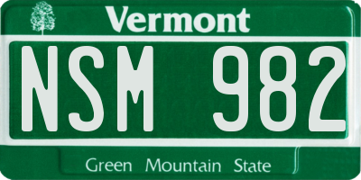 VT license plate NSM982