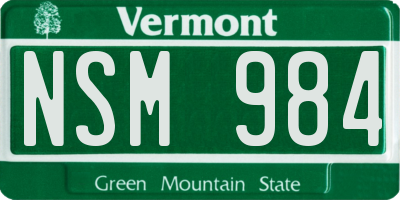 VT license plate NSM984
