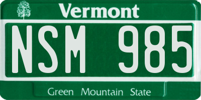 VT license plate NSM985