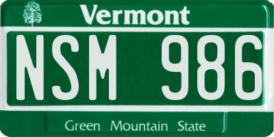 VT license plate NSM986