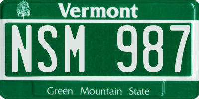 VT license plate NSM987