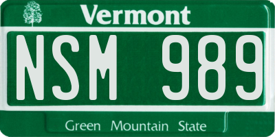 VT license plate NSM989