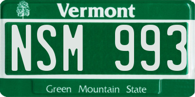 VT license plate NSM993