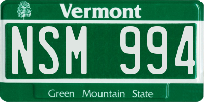 VT license plate NSM994