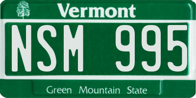 VT license plate NSM995
