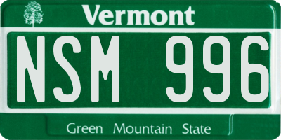 VT license plate NSM996