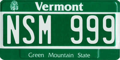 VT license plate NSM999