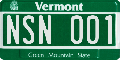 VT license plate NSN001