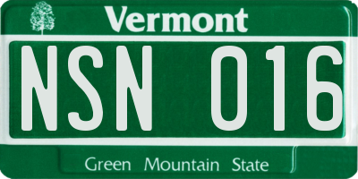 VT license plate NSN016