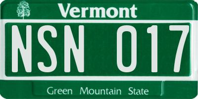 VT license plate NSN017