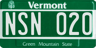VT license plate NSN020