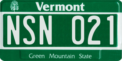 VT license plate NSN021